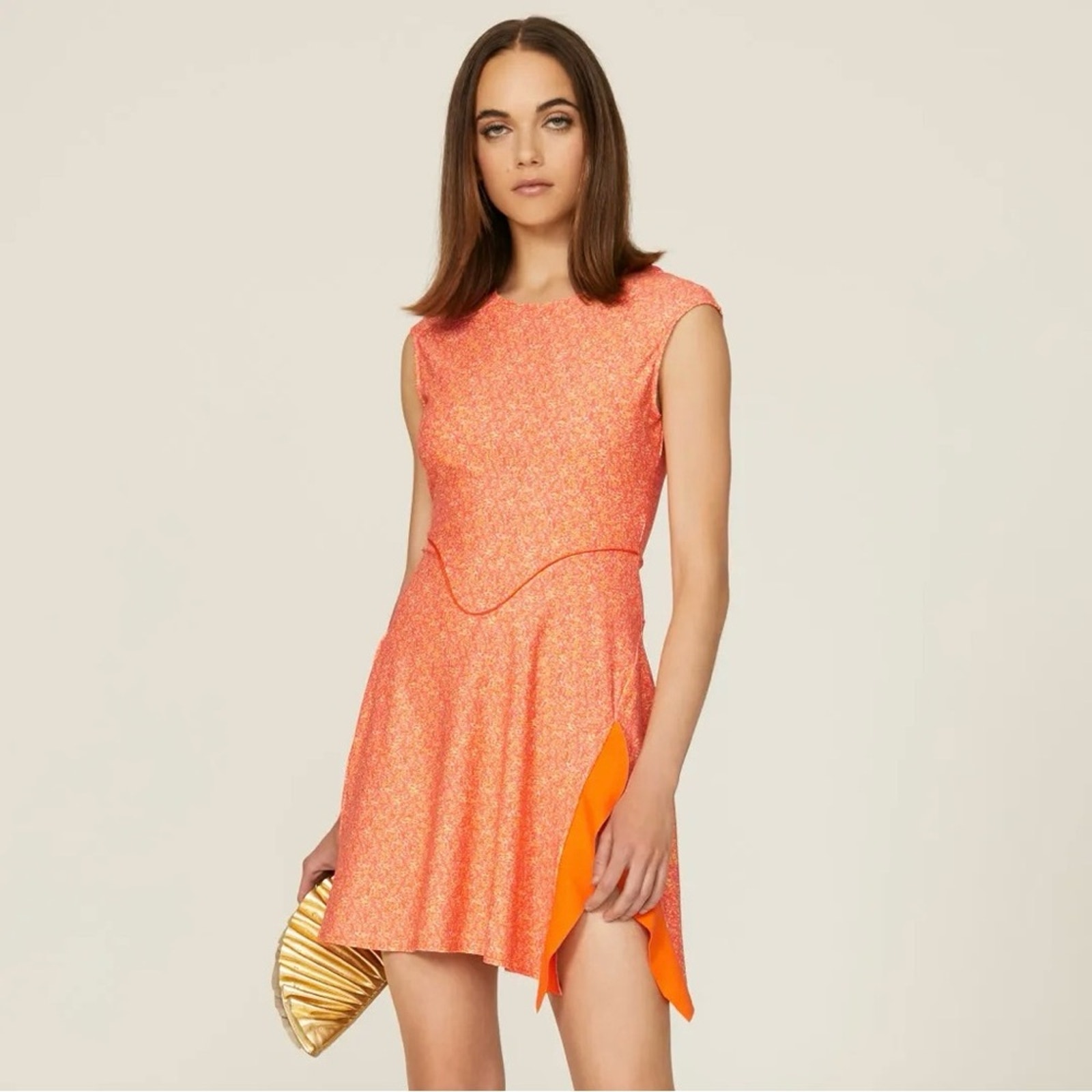 Esteban Cortazar X Rtr Orange Mini Tennis Dress W/ Ruffle, Women's Small, $270